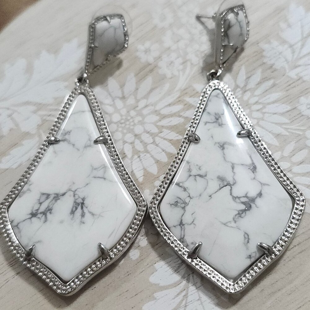 Kendra Scott White Howlite Alexis Silver Drop Earrings